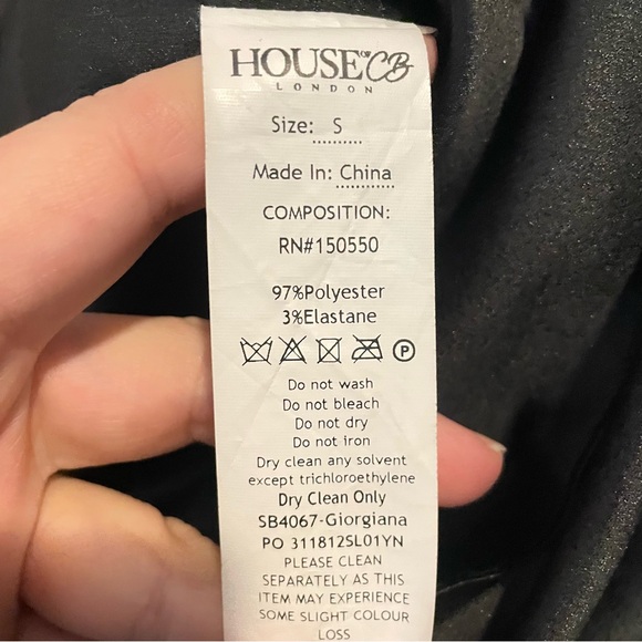 House of CB Giorgiana Ruched High Neck Black Satin Dress SZ S New without tags - Picture 11 of 11